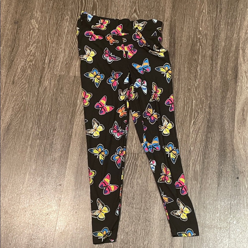 Eye Candy Black Leggings with Colorful Butterfly Print